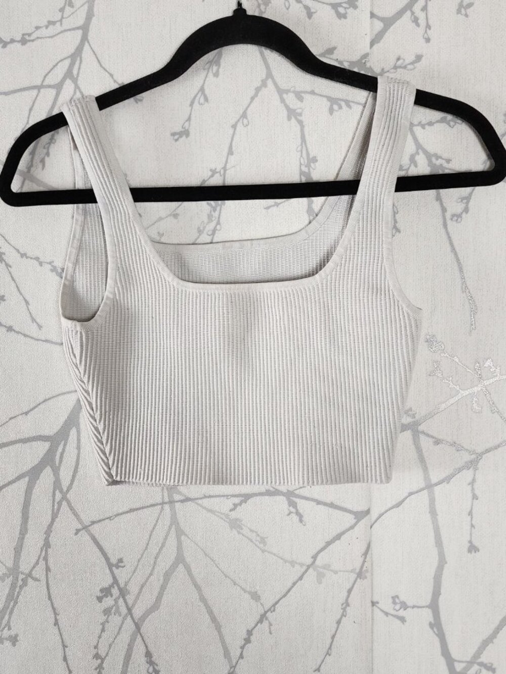 Babaton Off White Sculpt Knit Square Neck Cropped Tank - Picture 3 of 5